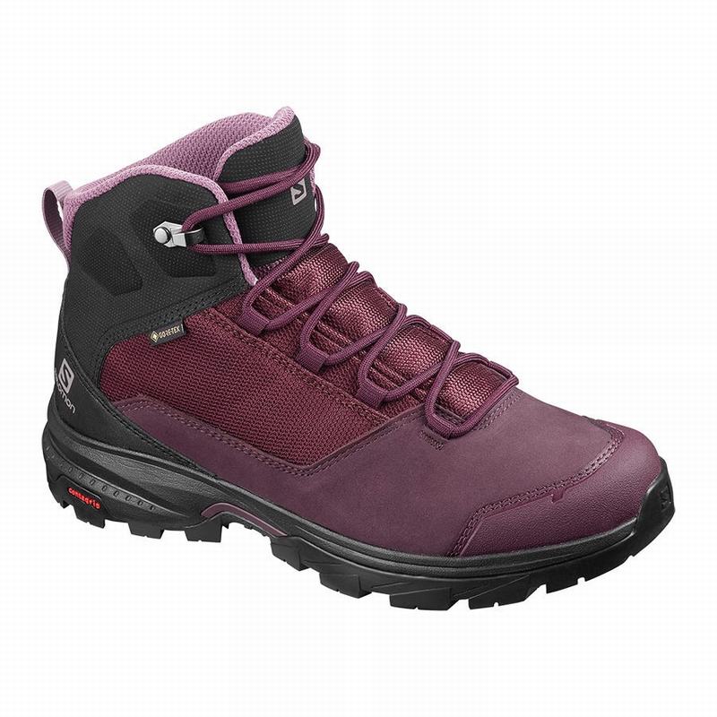 Buty Turystyczne Damskie Salomon OUTWARD GORE-TEX - Bordowe / Czarne - Polska (618-BXPLES)